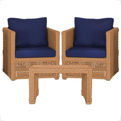 Mesa E 2 Poltronas Madri Corda Náutica Estofado 10 Trama Terra Cota