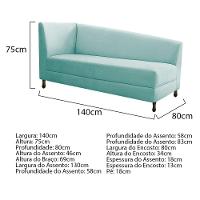 Kit Diva Recamier Heitor 140cm Lado Esquerdo e 02 Poltronas Luiza Suede Azul tiffany - 5
