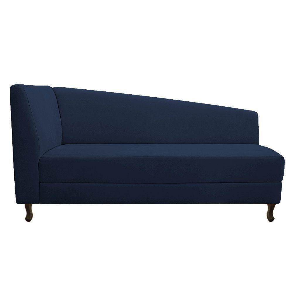 Kit Diva Recamier Heitor 140cm Lado Esquerdo e 02 Poltronas Luiza Suede Azulmarinho - 7