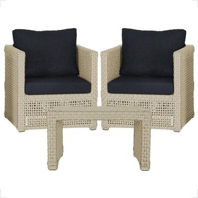 Mesa E 2 Poltronas Madri Corda Náutica Estofado 12 Trama Rami