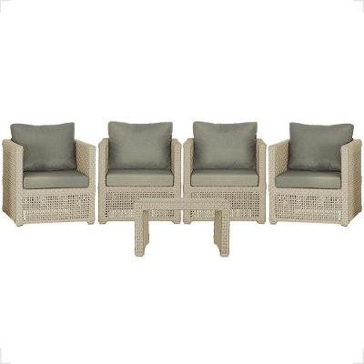 Mesa E 4 Poltronas Madri Corda Náutica Estofado 8 Trama Rami