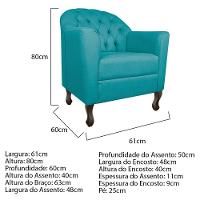 Kit Diva Recamier Diana 140cm Lado Direito e 02 Poltronas Julia Suede Azul Turquesa - 2