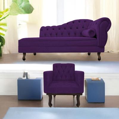 Kit Diva Recamier Diana 185cm Lado Esquerdo e 01 Poltrona Classic Suede Roxo