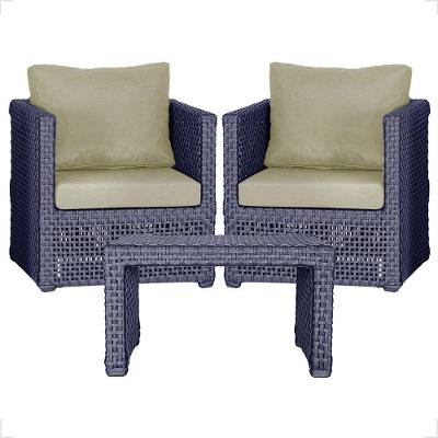 Mesa E 2 Poltronas Madri Corda Náutica Estofado 7 Trama Azul