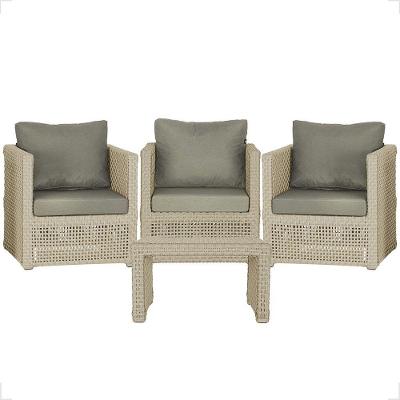 Mesa E 3 Poltronas Madri Corda Náutica Estofado 8 Trama Rami