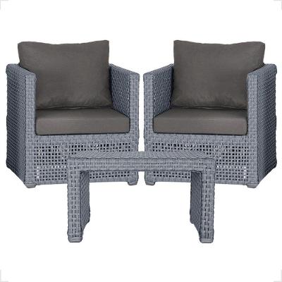 Mesa E 2 Poltronas Madri Corda Náutica Estofado 11 Trama Prata