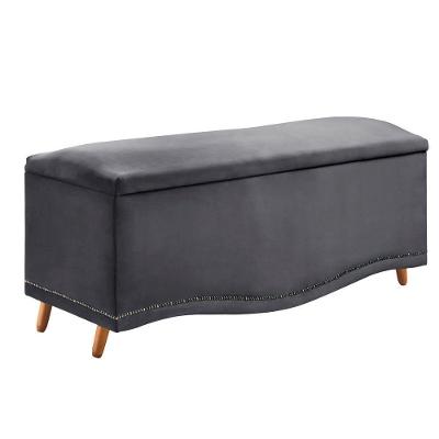 Calçadeira Sapateira Baú Holanda 160cm Shop Das Cabeceiras Cinza Chumbo