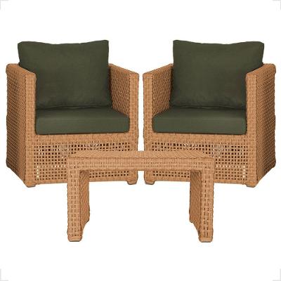 Mesa E 2 Poltronas Madri Corda Náutica Estofado 13 Trama Terra Cota