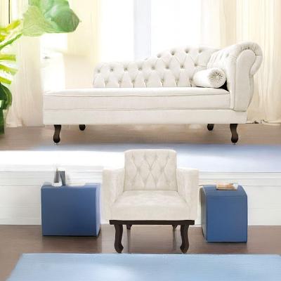 Kit Diva Recamier Diana 140cm Lado Esquerdo e 01 Poltrona Classic Corano Bege
