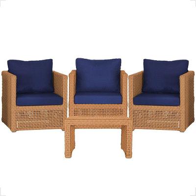 Mesa E 3 Poltronas Madri Corda Náutica Estofado 10 Trama Terra Cota