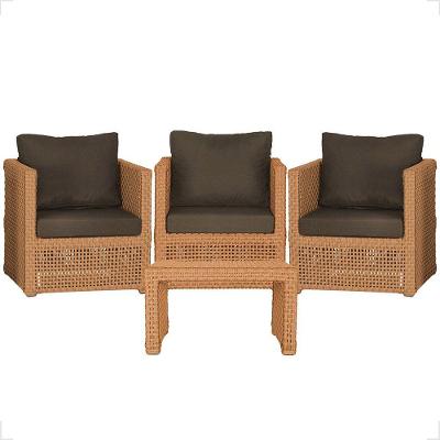 Mesa E 3 Poltronas Madri Corda Náutica Estofado 9 Trama Terra Cota