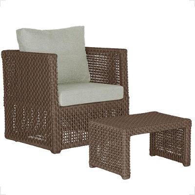 Mesa E 1 Poltrona Madri Corda Náutica Estofado 3 Trama Marrom