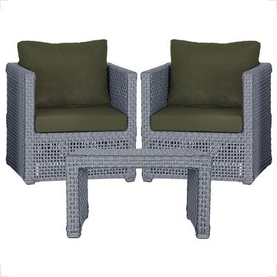 Mesa E 2 Poltronas Madri Corda Náutica Estofado 13 Trama Prata