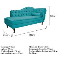 Kit Diva Recamier Diana 140cm Lado Esquerdo e 01 Poltrona Classic Suede Azul Turquesa - 5