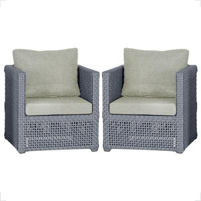 2 Poltronas Madri Alumínio Corda Náutica Estofado 3 Trama Prata