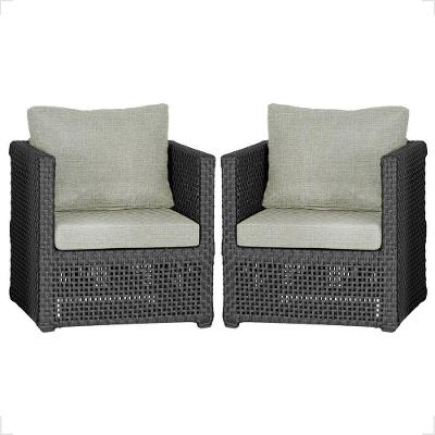 2 Poltronas Madri Alumínio Corda Náutica Estofado 3 Trama Preto