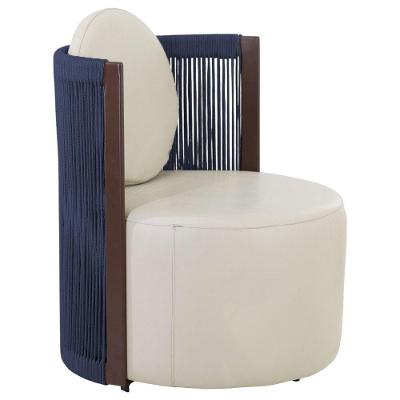 Poltrona Confort Armchair Puff Redondo Trama Original Azul Marinho