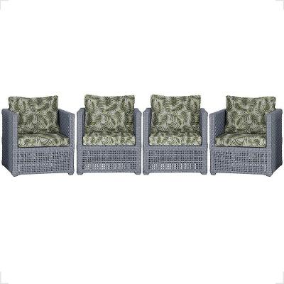 4 Poltronas Madri Alumínio Corda Náutica Estofado 5 Trama Prata