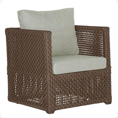 1 Poltrona Madri Alumínio Corda Náutica Estofado 3 Trama Marrom