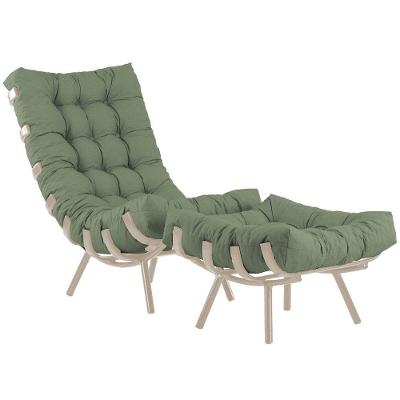 Poltrona Costela + Puff Almofada Decorativo Alumínio Fendi