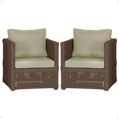 2 Poltronas Madri Alumínio Corda Náutica Estofado 7 Trama Marrom