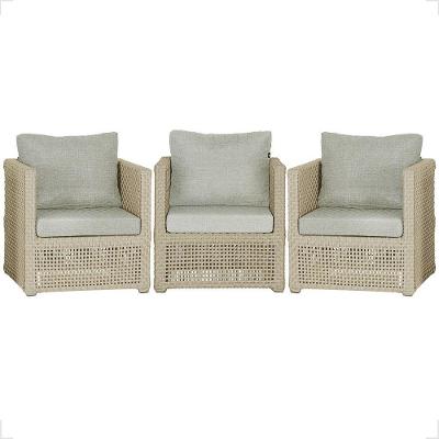 3 Poltronas Madri Alumínio Corda Náutica Estofado 3 Trama Rami