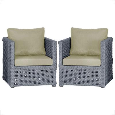 2 Poltronas Madri Alumínio Corda Náutica Estofado 7 Trama Prata