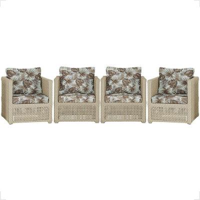 4 Poltronas Madri Alumínio Corda Náutica Estofado 6 Trama Rami