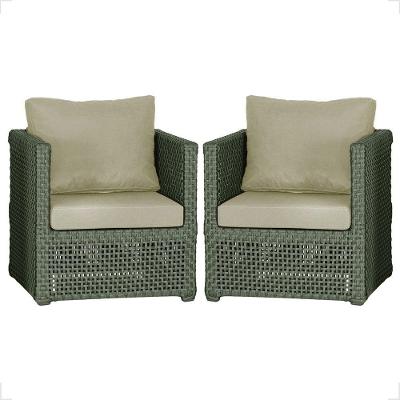 2 Poltronas Madri Alumínio Corda Náutica Estofado 7 Trama Verde