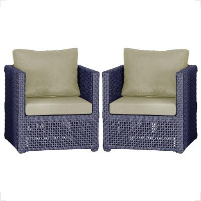 2 Poltronas Madri Alumínio Corda Náutica Estofado 7 Trama Azul