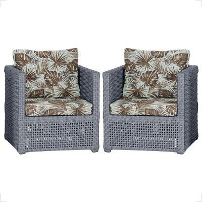 2 Poltronas Madri Alumínio Corda Náutica Estofado 6 Trama Prata