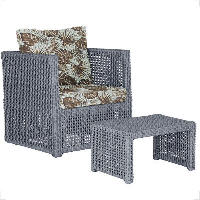 Mesa E 1 Poltrona Madri Corda Náutica Estofado 6 Trama Prata