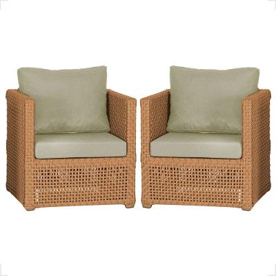 2 Poltronas Madri Alumínio Corda Náutica Estofado 7 Trama Terra Cota