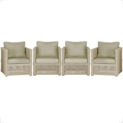 4 Poltronas Madri Alumínio Corda Náutica Estofado 7 Trama Rami