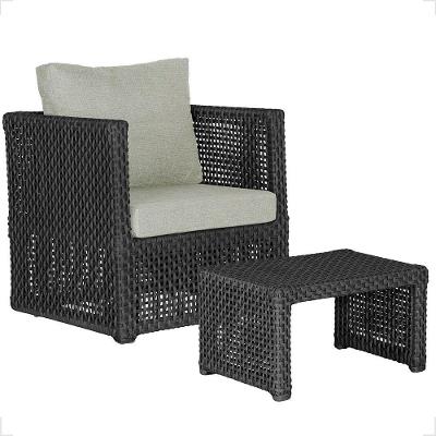 Mesa E 1 Poltrona Madri Corda Náutica Estofado 3 Trama Preto