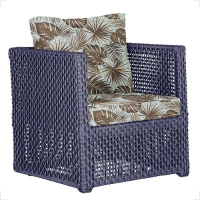 1 Poltrona Madri Alumínio Corda Náutica Estofado 6 Trama Azul