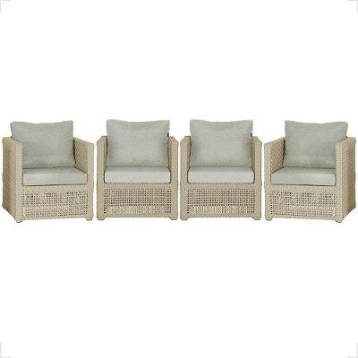 4 Poltronas Madri Alumínio Corda Náutica Estofado 3 Trama Rami