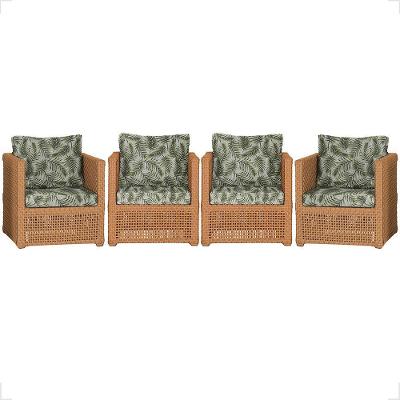 4 Poltronas Madri Alumínio Corda Náutica Estofado 5 Trama Terra Cota