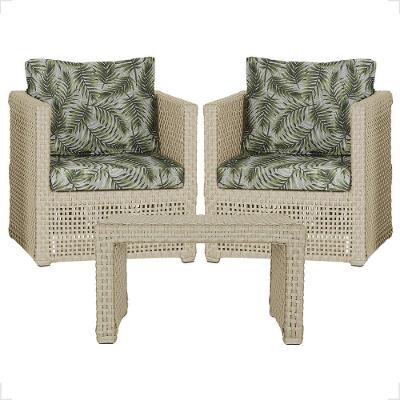 Mesa E 2 Poltronas Madri Corda Náutica Estofado 5 Trama Rami