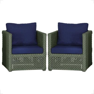 2 Poltronas Madri Alumínio Corda Náutica Estofado 10 Trama Verde