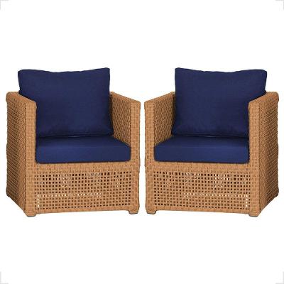 2 Poltronas Madri Alumínio Corda Náutica Estofado 10 Trama Terra Cota