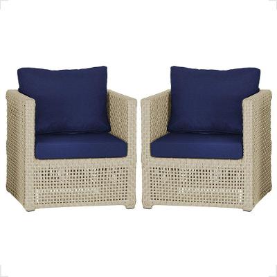 2 Poltronas Madri Alumínio Corda Náutica Estofado 10 Trama Rami