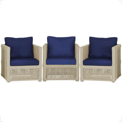 3 Poltronas Madri Alumínio Corda Náutica Estofado 10 Trama Rami