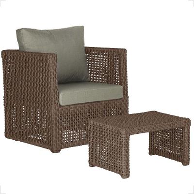 Mesa E 1 Poltrona Madri Corda Náutica Estofado 8 Trama Marrom