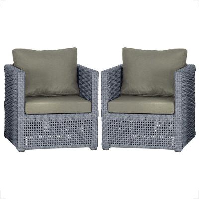 2 Poltronas Madri Alumínio Corda Náutica Estofado 8 Trama Prata