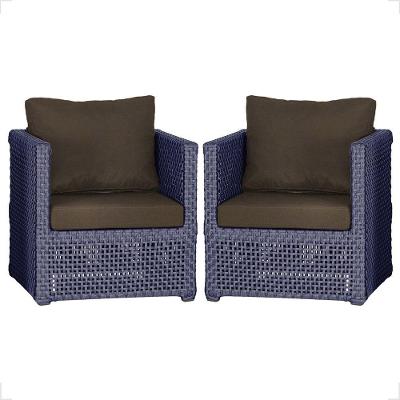 2 Poltronas Madri Alumínio Corda Náutica Estofado 9 Trama Azul