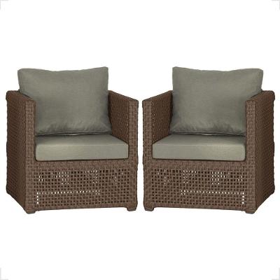 2 Poltronas Madri Alumínio Corda Náutica Estofado 8 Trama Marrom