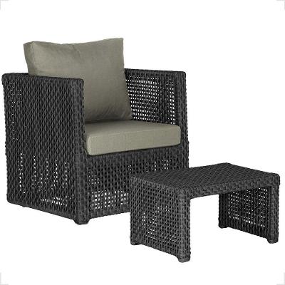 Mesa E 1 Poltrona Madri Corda Náutica Estofado 8 Trama Preto