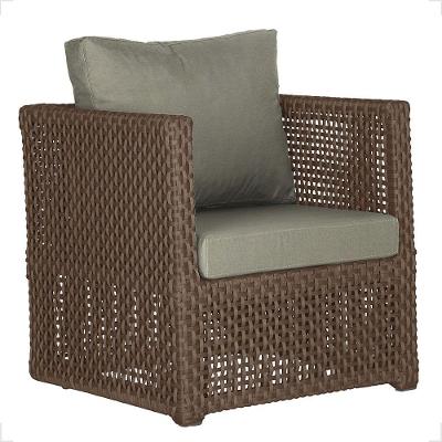 1 Poltrona Madri Alumínio Corda Náutica Estofado 8 Trama Marrom