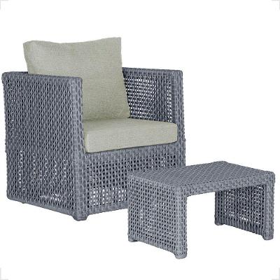 Mesa E 1 Poltrona Madri Corda Náutica Estofado 3 Trama Prata